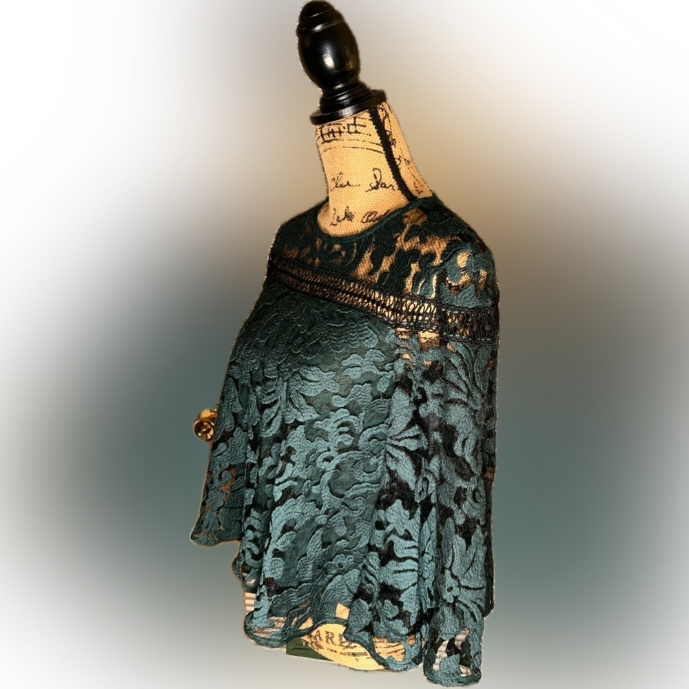 Prose & Poetry Anthropologie Whimsigoth Green Lace Bell Sleeve Sheer Moody XS - Picture 4 of 10